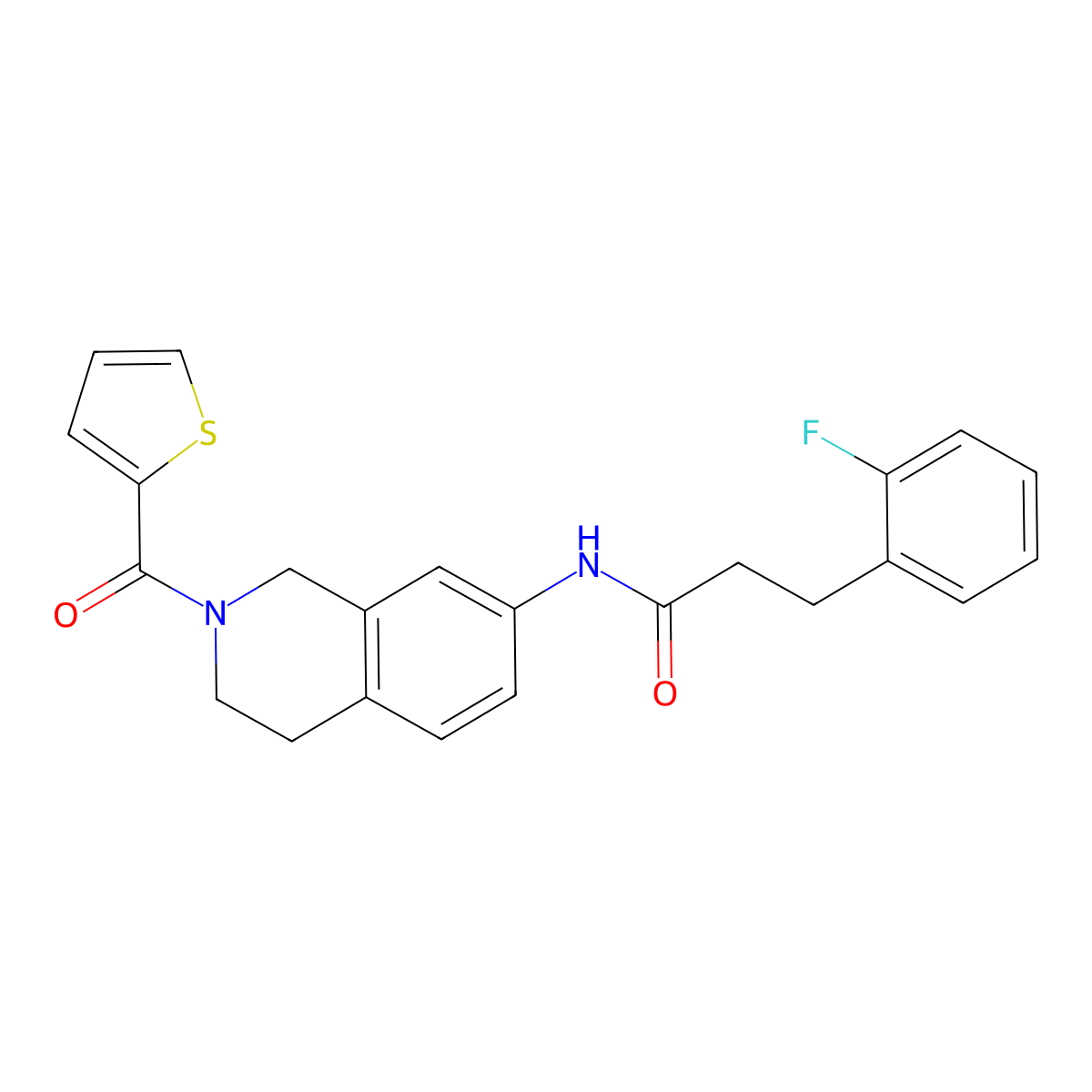 3-(2-fluorophenyl)-N-(2-(thiophene-2-carbonyl)-1,2,3,4-tetrahydroisoquinolin-7-yl)propanamide molecular structure, CAS 1448059-82-2