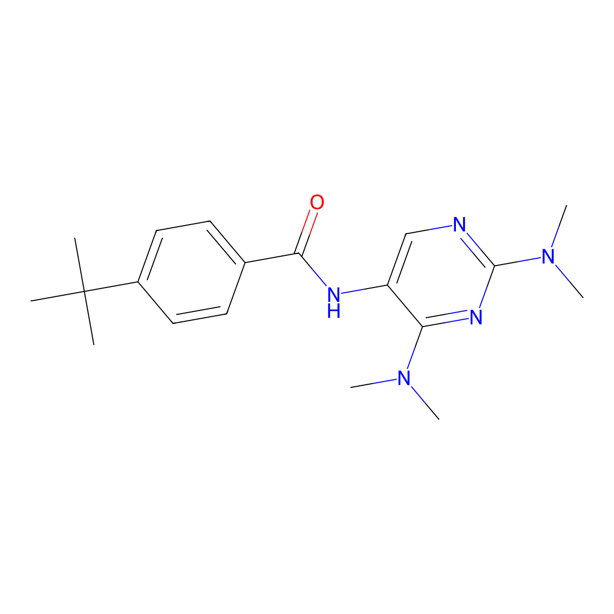 N-(2,4-bis(dimethylamino)pyrimidin-5-yl)-4-(tert-butyl)benzamide molecular structure, CAS 1448059-87-7