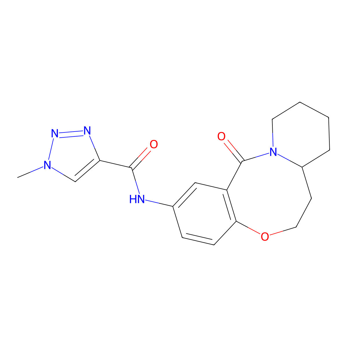 1-methyl-N-{2-oxo-9-oxa-1-azatricyclo[10.4.0.0^{3,8}]hexadeca-3,5,7-trien-5-yl}-1H-1,2,3-triazole-4-carboxamide molecular structure, CAS 1448059-88-8