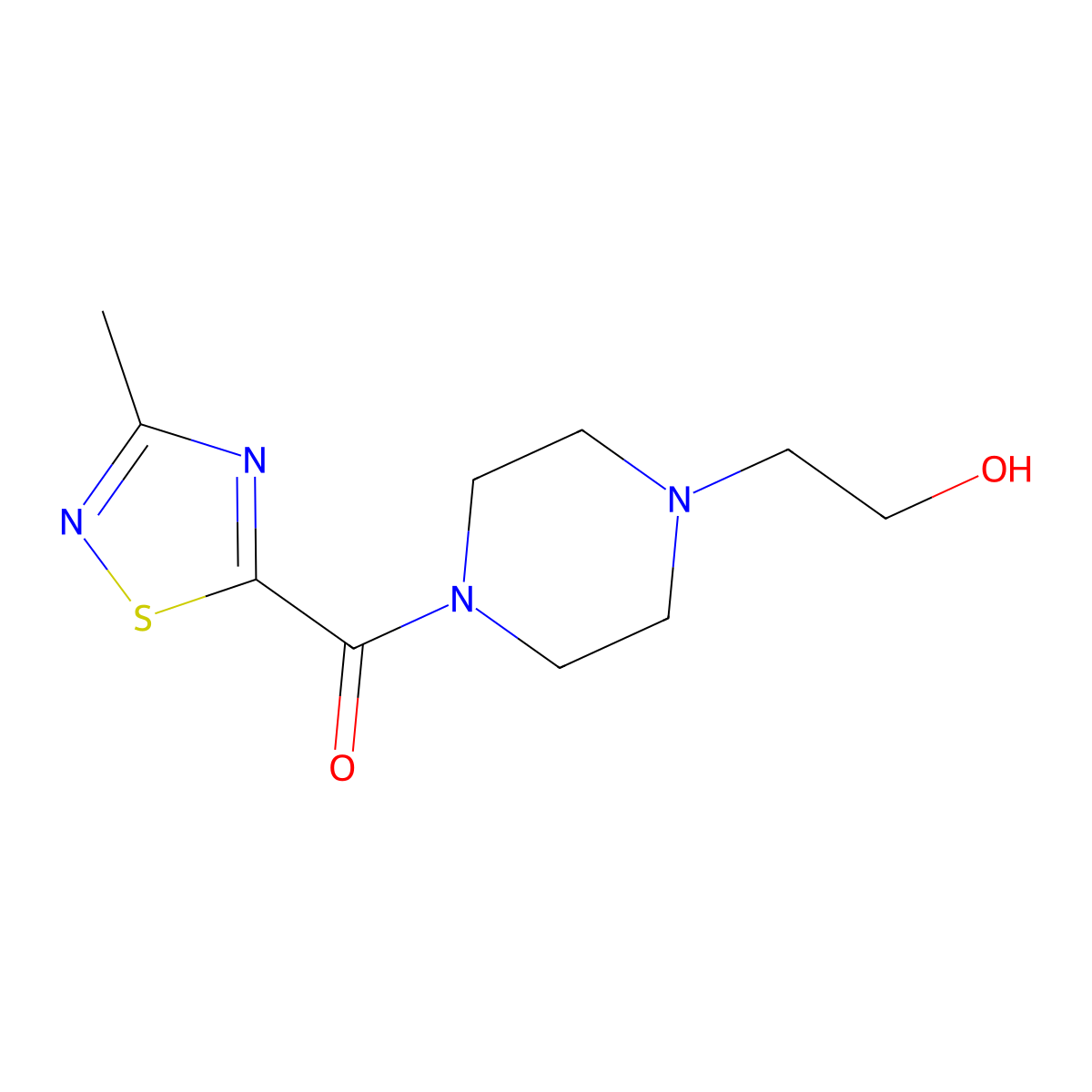 (4-(2-Hydroxyethyl)piperazin-1-yl)(3-methyl-1,2,4-thiadiazol-5-yl)methanone molecular structure, CAS 1448059-93-5
