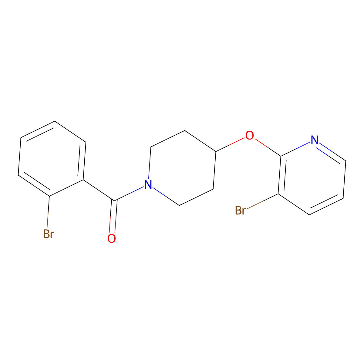 (2-Bromophenyl)(4-((3-bromopyridin-2-yl)oxy)piperidin-1-yl)methanone molecular structure, CAS 1448060-01-2