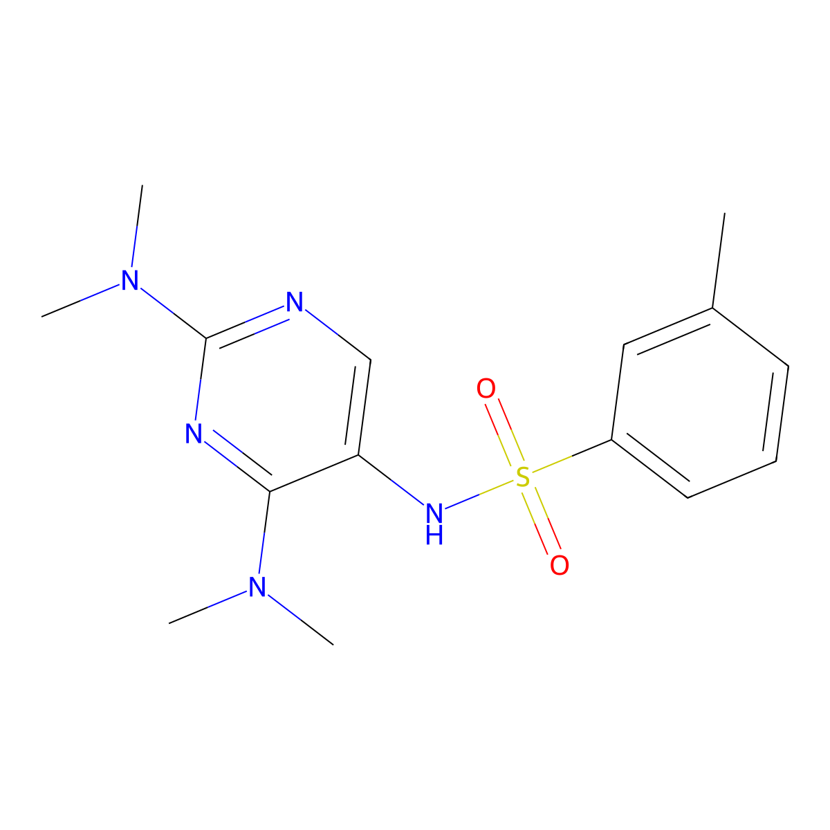N-(2,4-bis(dimethylamino)pyrimidin-5-yl)-3-methylbenzenesulfonamide molecular structure, CAS 1448060-04-5