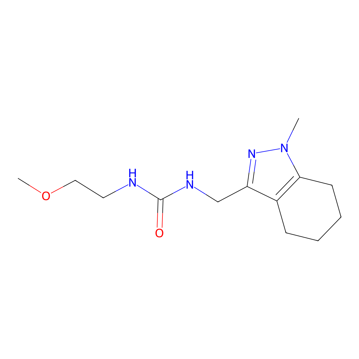 1-(2-methoxyethyl)-3-((1-methyl-4,5,6,7-tetrahydro-1H-indazol-3-yl)methyl)urea molecular structure, CAS 1448060-06-7