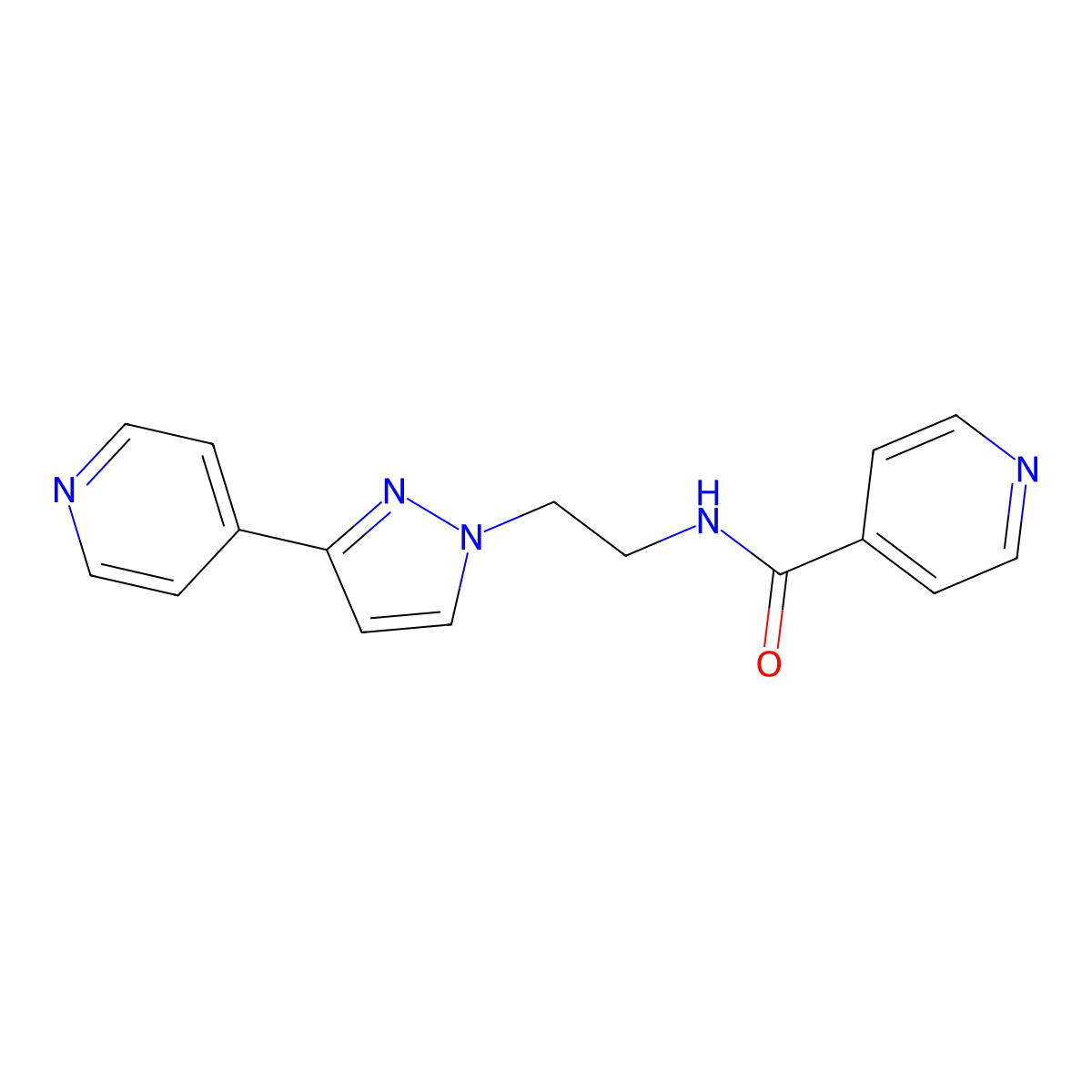 N-(2-(3-(pyridin-4-yl)-1H-pyrazol-1-yl)ethyl)isonicotinamide molecular structure, CAS 1448060-07-8