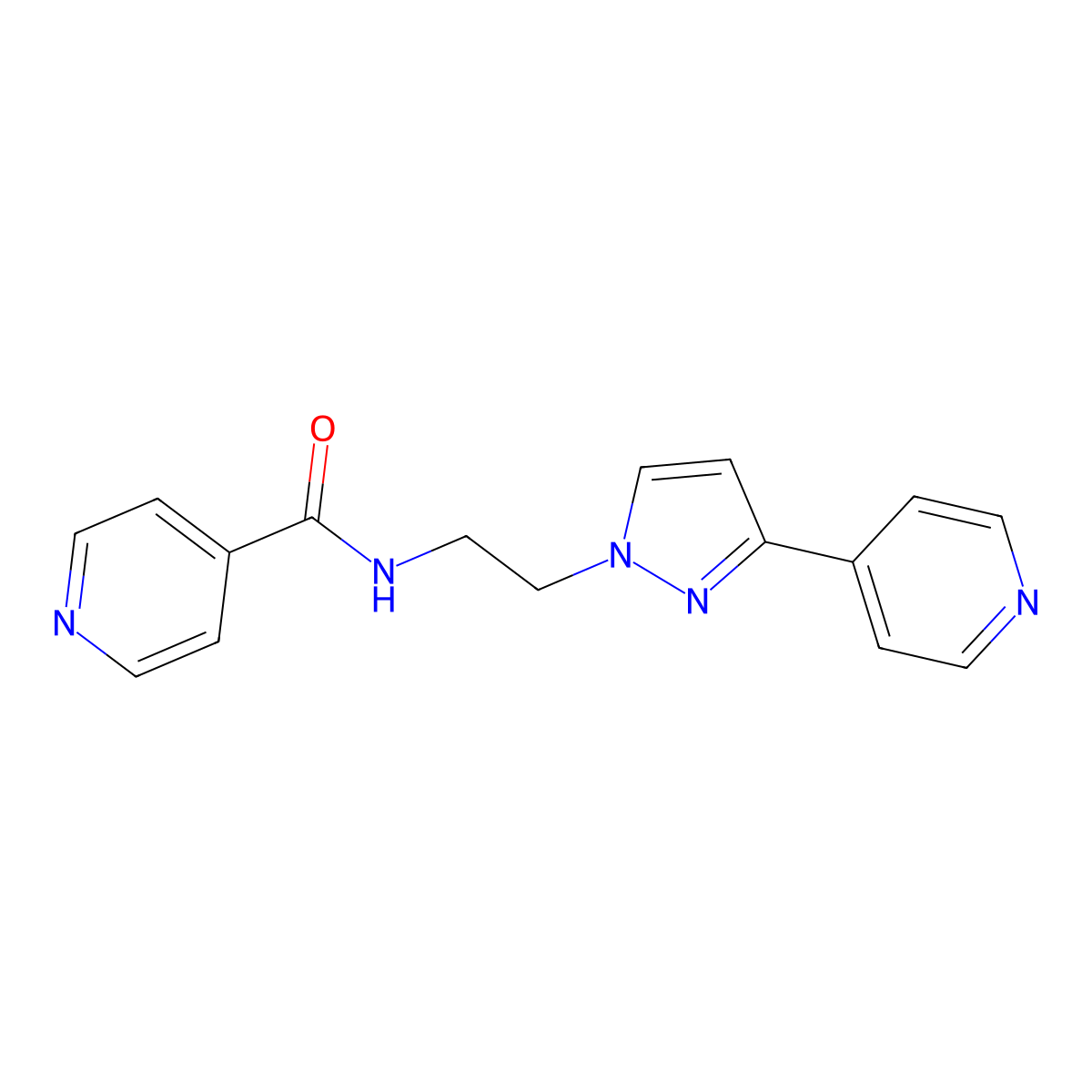 N-(2-(3-(pyridin-4-yl)-1H-pyrazol-1-yl)ethyl)isonicotinamide molecular structure, CAS 1448060-07-8