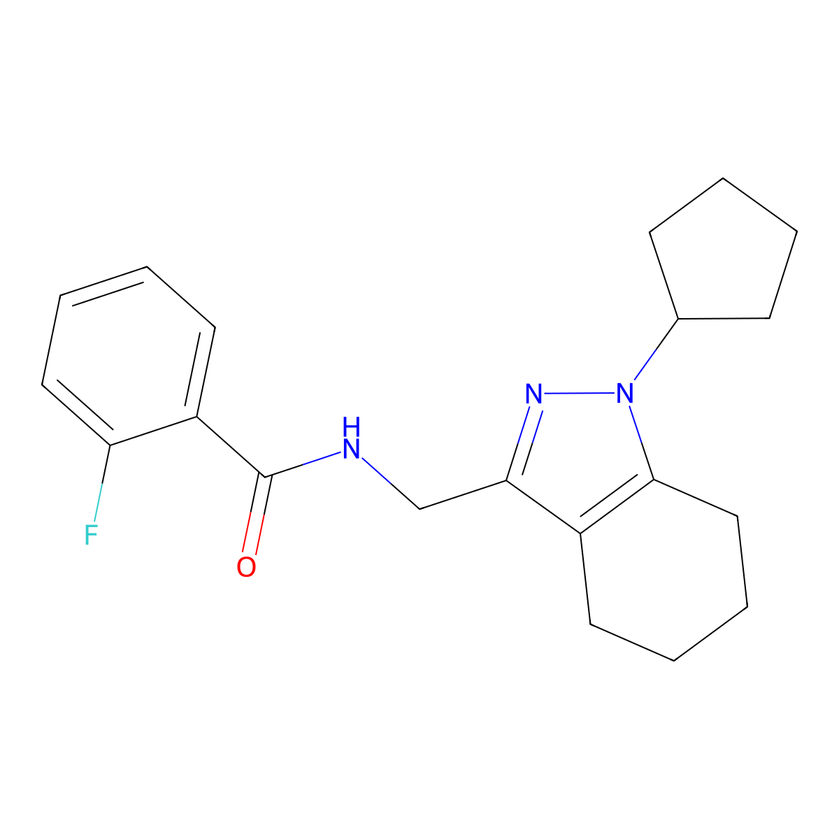 N-[(1-cyclopentyl-4,5,6,7-tetrahydro-1H-indazol-3-yl)methyl]-2-fluorobenzamide molecular structure, CAS 1448060-11-4