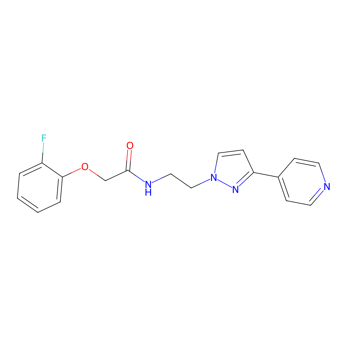 2-(2-fluorophenoxy)-N-(2-(3-(pyridin-4-yl)-1H-pyrazol-1-yl)ethyl)acetamide molecular structure, CAS 1448060-12-5