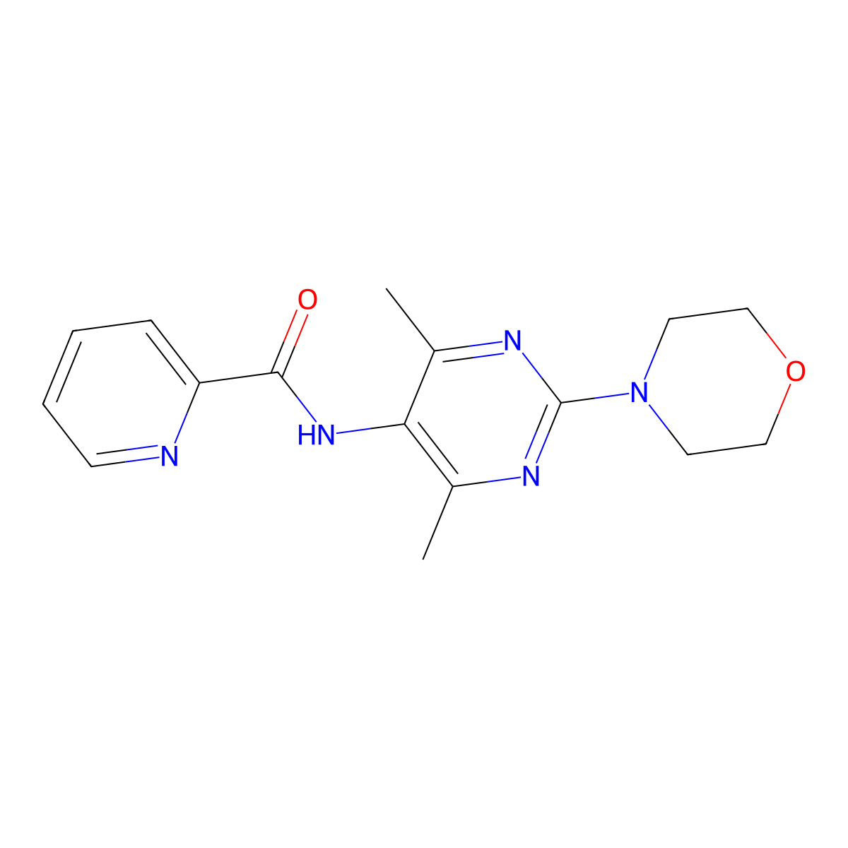 N-(4,6-dimethyl-2-morpholinopyrimidin-5-yl)picolinamide molecular structure, CAS 1448060-13-6