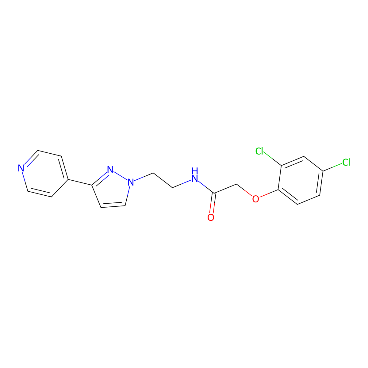 2-(2,4-dichlorophenoxy)-N-(2-(3-(pyridin-4-yl)-1H-pyrazol-1-yl)ethyl)acetamide molecular structure, CAS 1448060-23-8