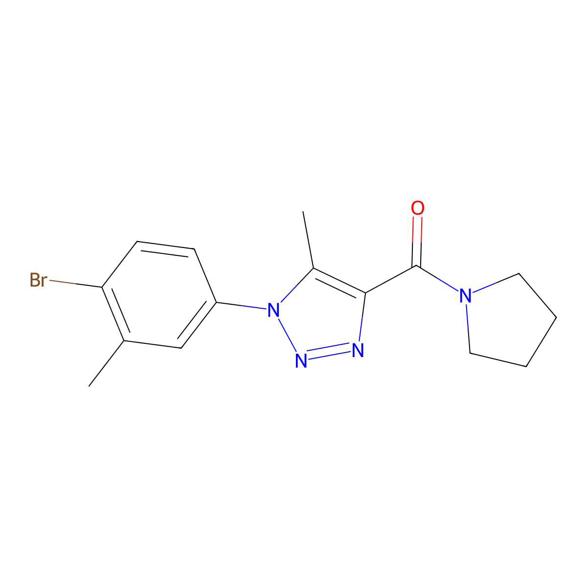 (1-(4-bromo-3-methylphenyl)-5-methyl-1H-1,2,3-triazol-4-yl)(pyrrolidin-1-yl)methanone molecular structure, CAS 1448060-24-9