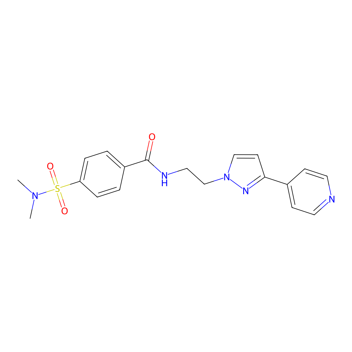 4-(N,N-dimethylsulfamoyl)-N-(2-(3-(pyridin-4-yl)-1H-pyrazol-1-yl)ethyl)benzamide molecular structure, CAS 1448060-31-8