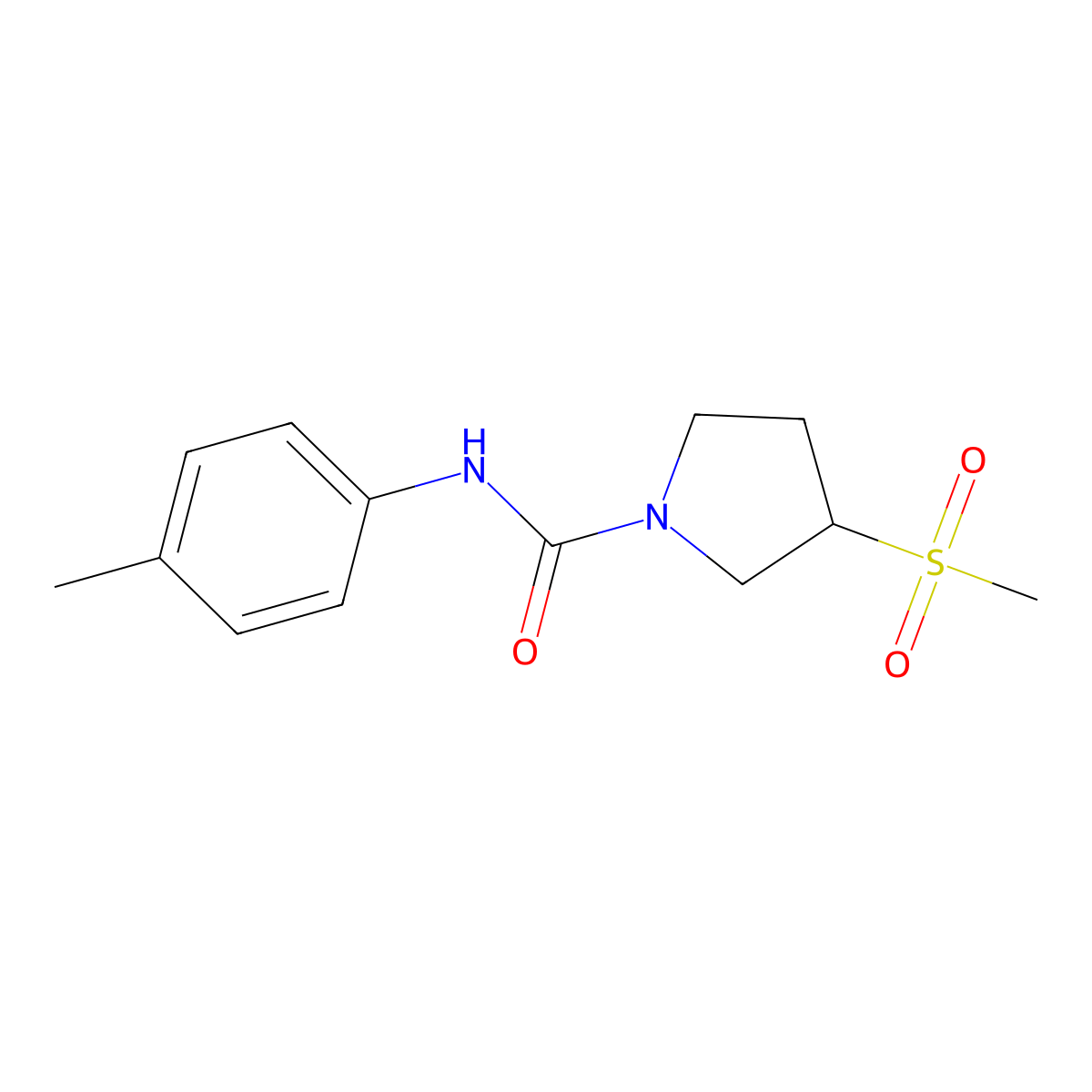 3-(methylsulfonyl)-N-(p-tolyl)pyrrolidine-1-carboxamide molecular structure, CAS 1448060-44-3