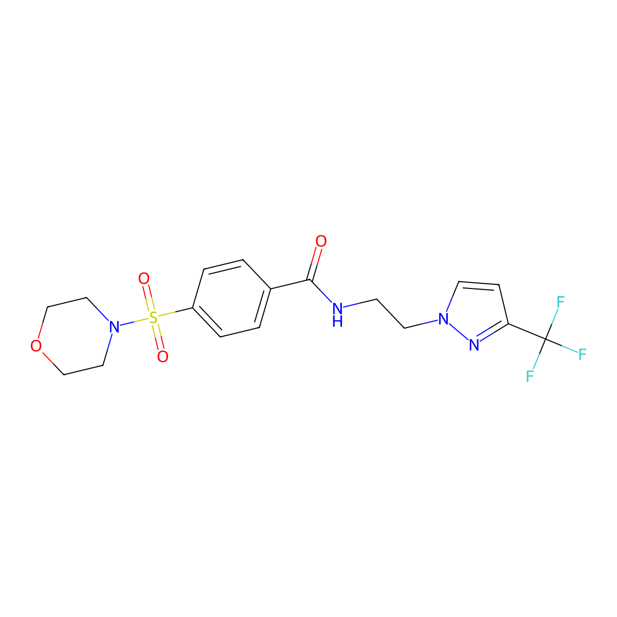4-(morpholinosulfonyl)-N-(2-(3-(trifluoromethyl)-1H-pyrazol-1-yl)ethyl)benzamide molecular structure, CAS 1448060-45-4