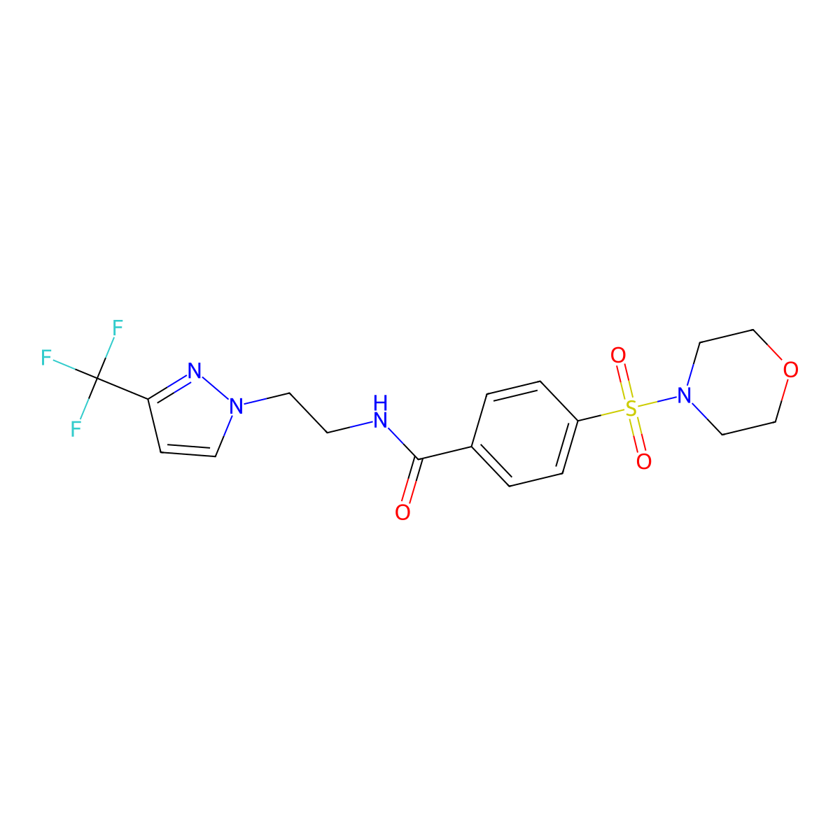 4-(morpholinosulfonyl)-N-(2-(3-(trifluoromethyl)-1H-pyrazol-1-yl)ethyl)benzamide molecular structure, CAS 1448060-45-4