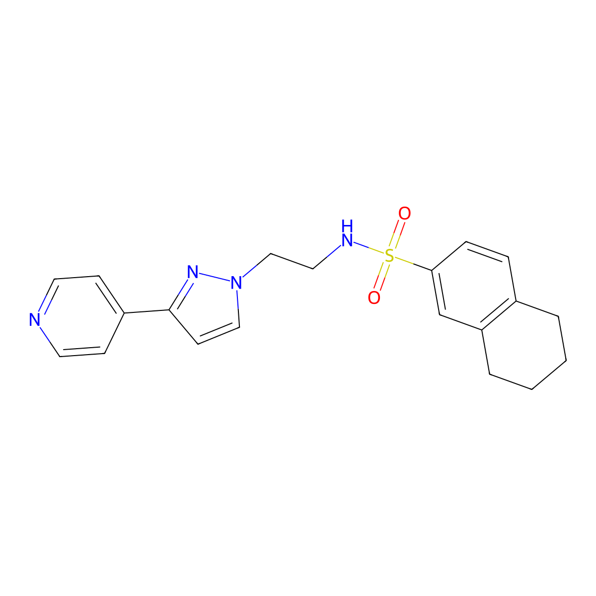 N-{2-[3-(pyridin-4-yl)-1H-pyrazol-1-yl]ethyl}-5,6,7,8-tetrahydronaphthalene-2-sulfonamide molecular structure, CAS 1448060-46-5