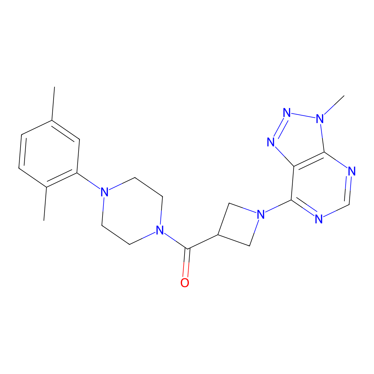 (4-(2,5-dimethylphenyl)piperazin-1-yl)(1-(3-methyl-3H-[1,2,3]triazolo[4,5-d]pyrimidin-7-yl)azetidin-3-yl)methanone molecular structure, CAS 1448060-52-3