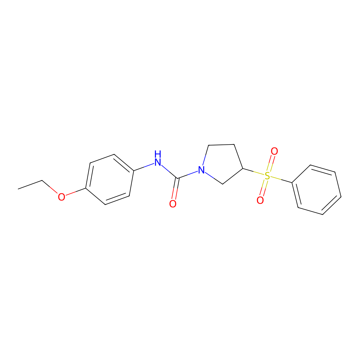 N-(4-ethoxyphenyl)-3-(phenylsulfonyl)pyrrolidine-1-carboxamide molecular structure, CAS 1448060-58-9