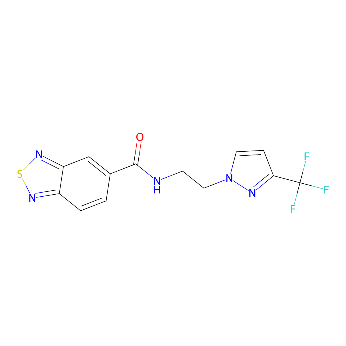 N-(2-(3-(trifluoromethyl)-1H-pyrazol-1-yl)ethyl)benzo[c][1,2,5]thiadiazole-5-carboxamide molecular structure, CAS 1448060-59-0