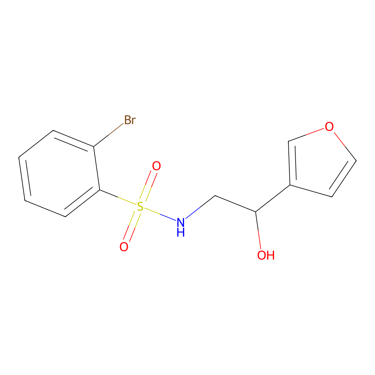 2-bromo-N-(2-(furan-3-yl)-2-hydroxyethyl)benzenesulfonamide molecular structure, CAS 1448060-60-3