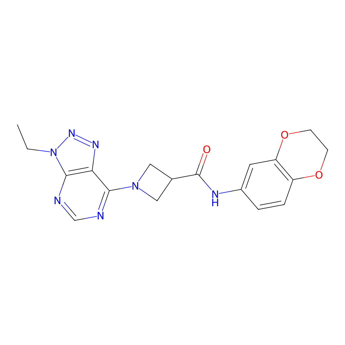 N-(2,3-dihydrobenzo[b][1,4]dioxin-6-yl)-1-(3-ethyl-3H-[1,2,3]triazolo[4,5-d]pyrimidin-7-yl)azetidine-3-carboxamide molecular structure, CAS 1448060-62-5