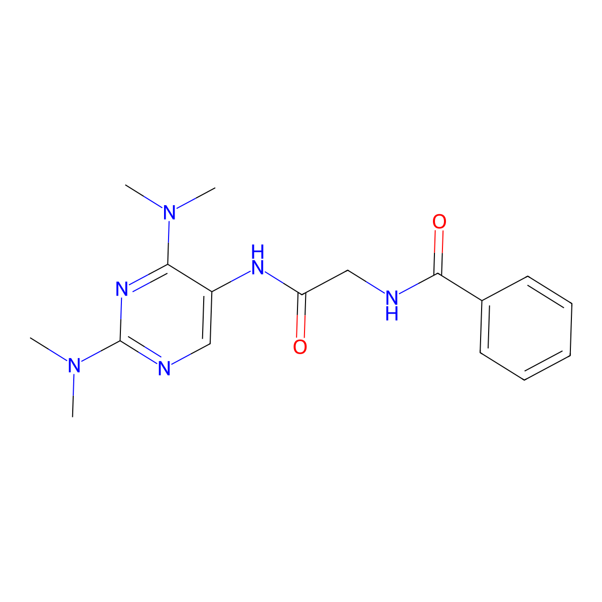 N-(2-((2,4-bis(dimethylamino)pyrimidin-5-yl)amino)-2-oxoethyl)benzamide molecular structure, CAS 1448060-64-7