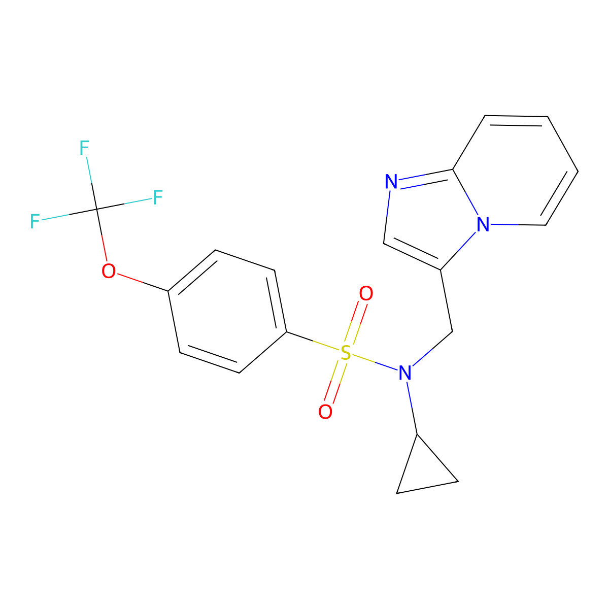 N-cyclopropyl-N-(imidazo[1,2-a]pyridin-3-ylmethyl)-4-(trifluoromethoxy)benzenesulfonamide molecular structure, CAS 1448060-67-0