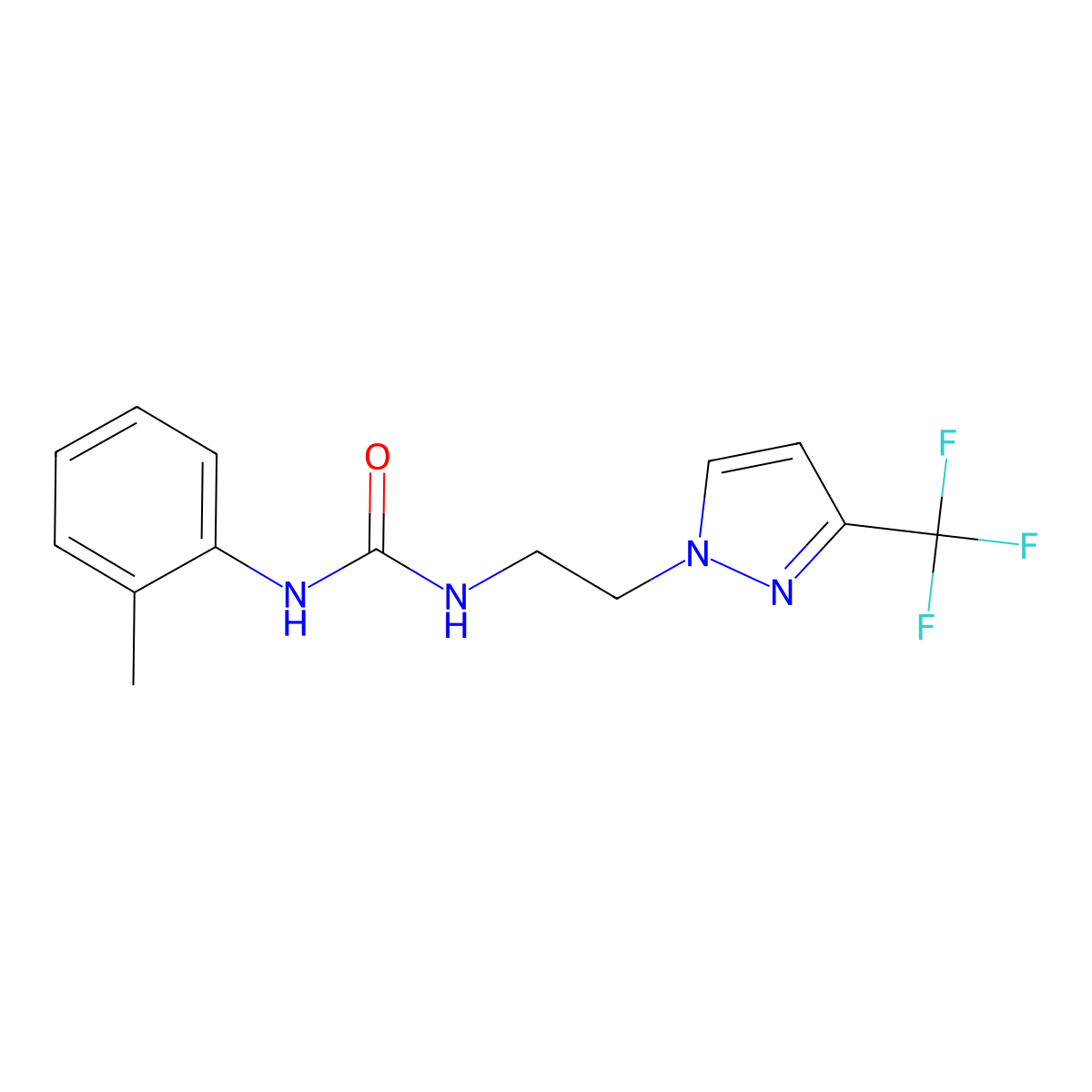 1-(o-tolyl)-3-(2-(3-(trifluoromethyl)-1H-pyrazol-1-yl)ethyl)urea molecular structure, CAS 1448060-77-2