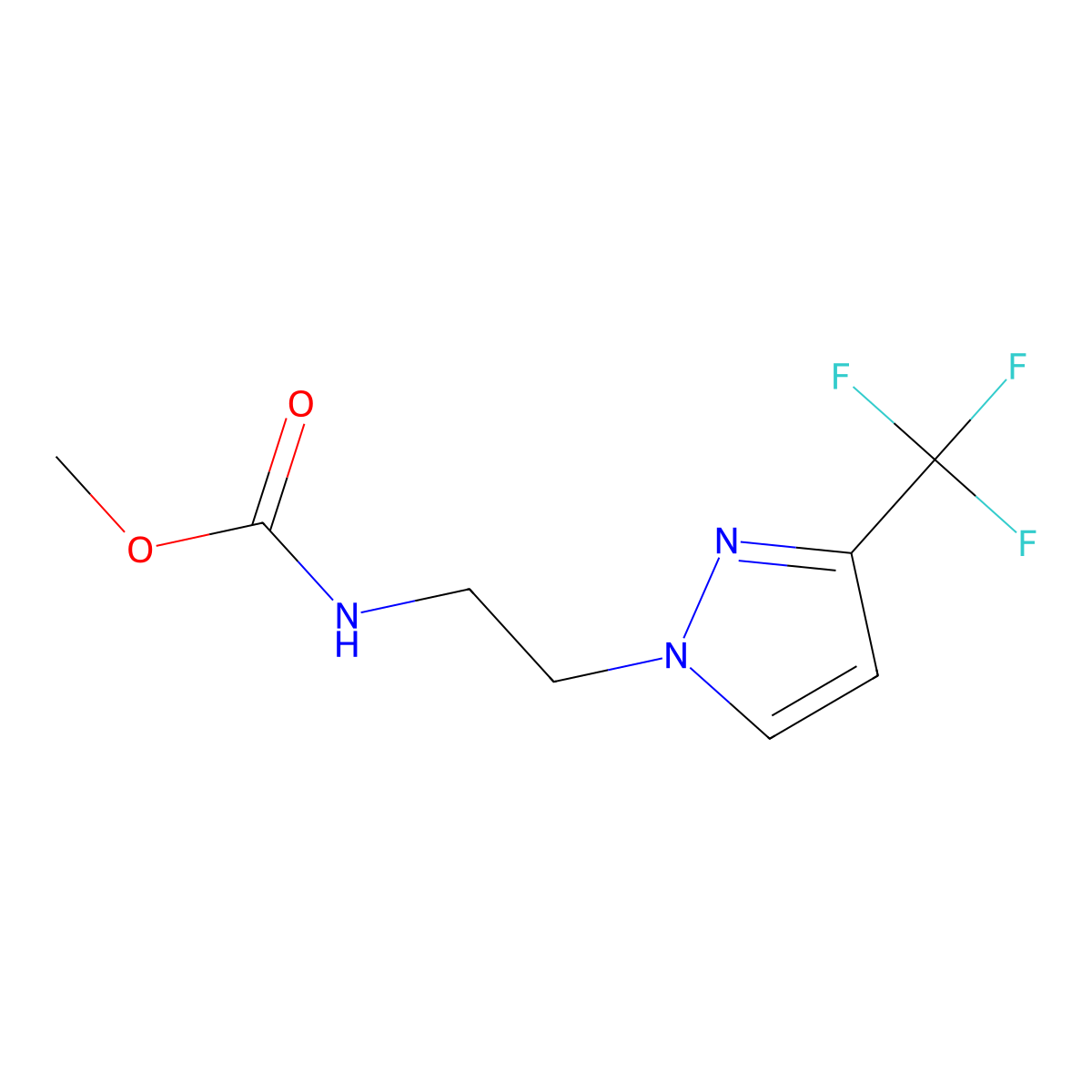 methyl (2-(3-(trifluoromethyl)-1H-pyrazol-1-yl)ethyl)carbamate molecular structure, CAS 1448060-80-7