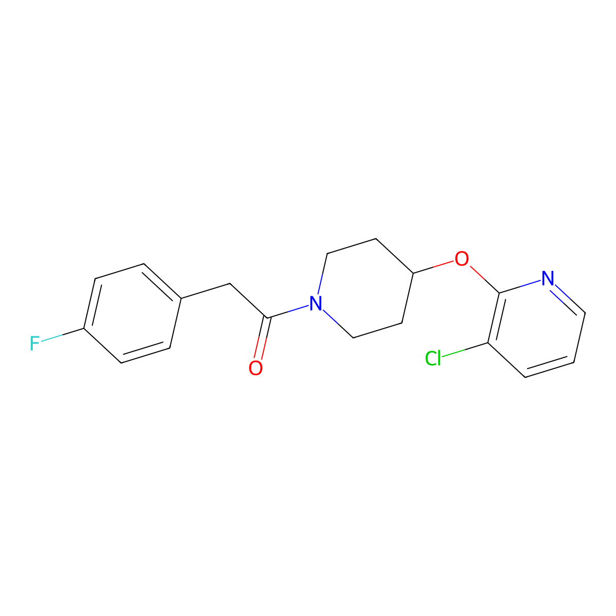 1-(4-((3-Chloropyridin-2-yl)oxy)piperidin-1-yl)-2-(4-fluorophenyl)ethanone molecular structure, CAS 1448060-91-0