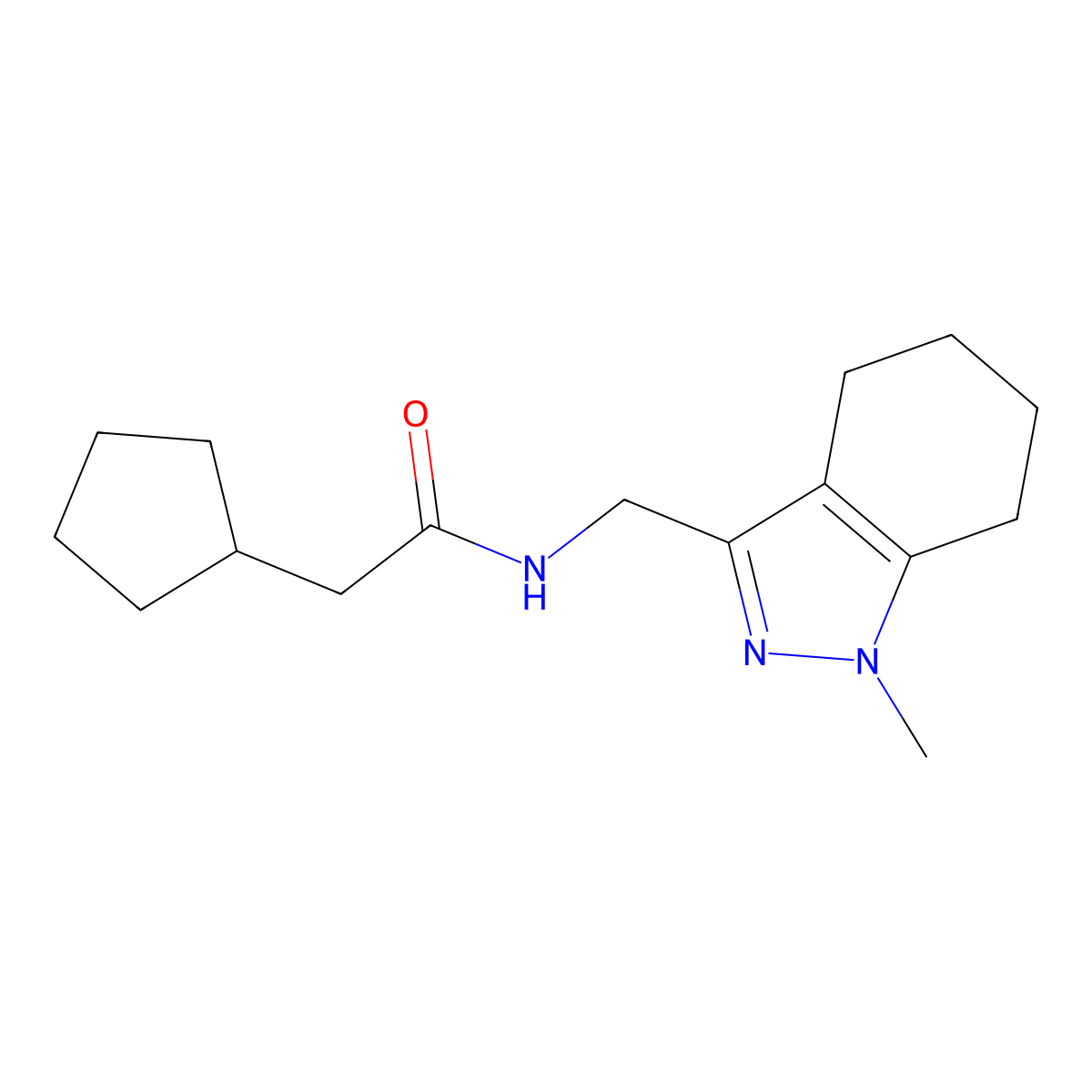 2-cyclopentyl-N-[(1-methyl-4,5,6,7-tetrahydro-1H-indazol-3-yl)methyl]acetamide molecular structure, CAS 1448060-92-1