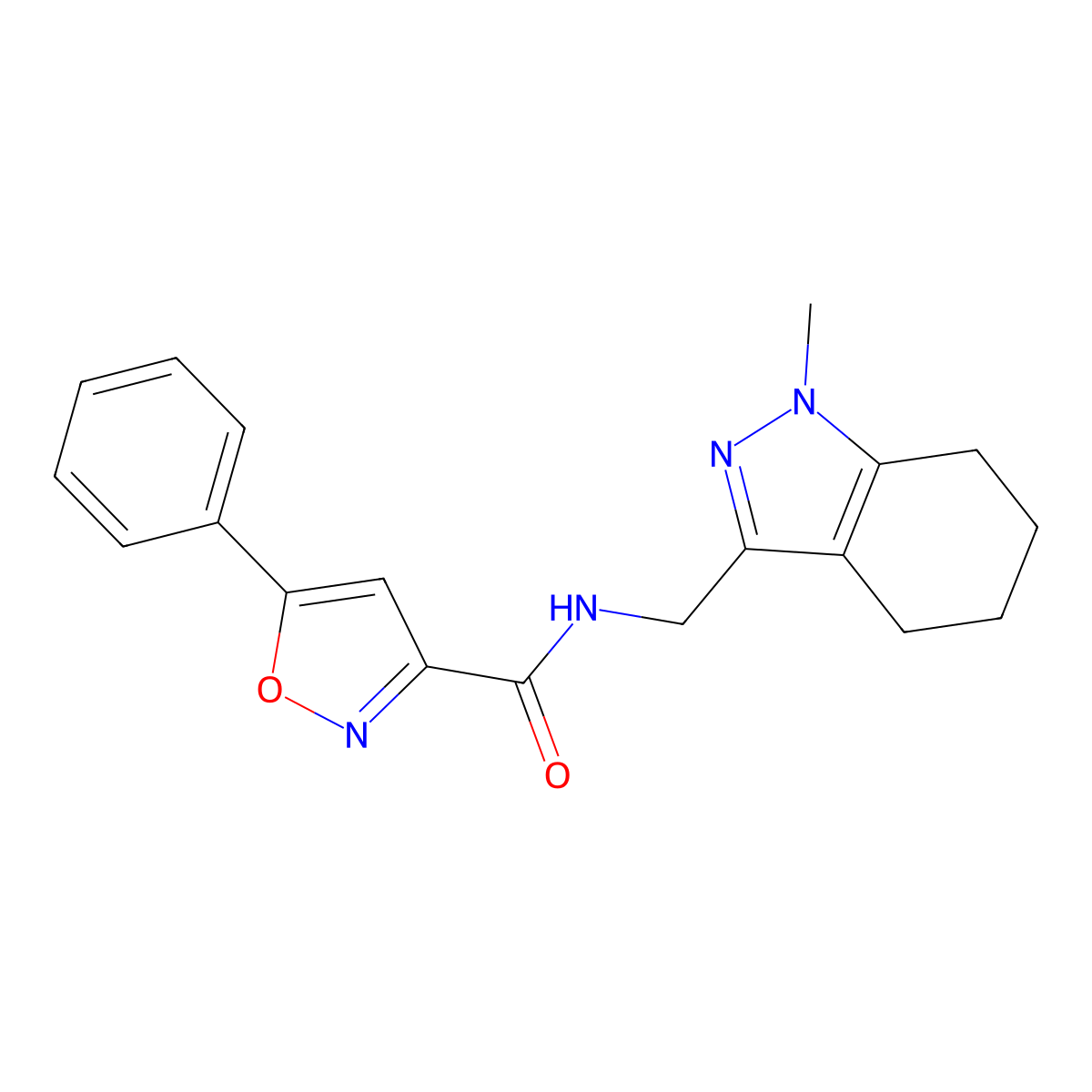 N-((1-methyl-4,5,6,7-tetrahydro-1H-indazol-3-yl)methyl)-5-phenylisoxazole-3-carboxamide molecular structure, CAS 1448061-00-4