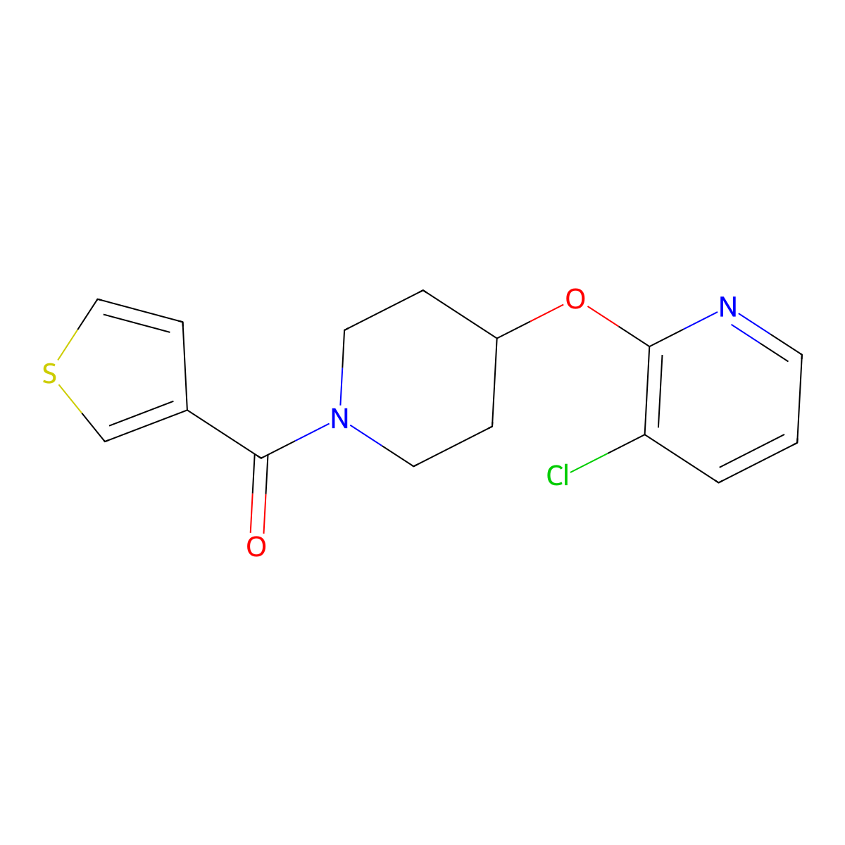 (4-((3-Chloropyridin-2-yl)oxy)piperidin-1-yl)(thiophen-3-yl)methanone molecular structure, CAS 1448061-01-5