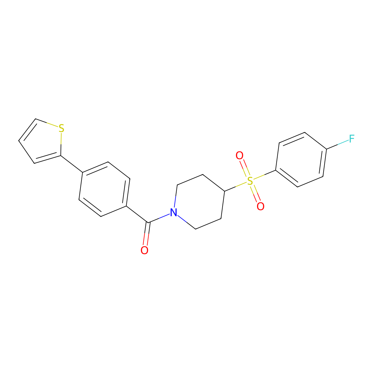 (4-((4-Fluorophenyl)sulfonyl)piperidin-1-yl)(4-(thiophen-2-yl)phenyl)methanone molecular structure, CAS 1448061-05-9