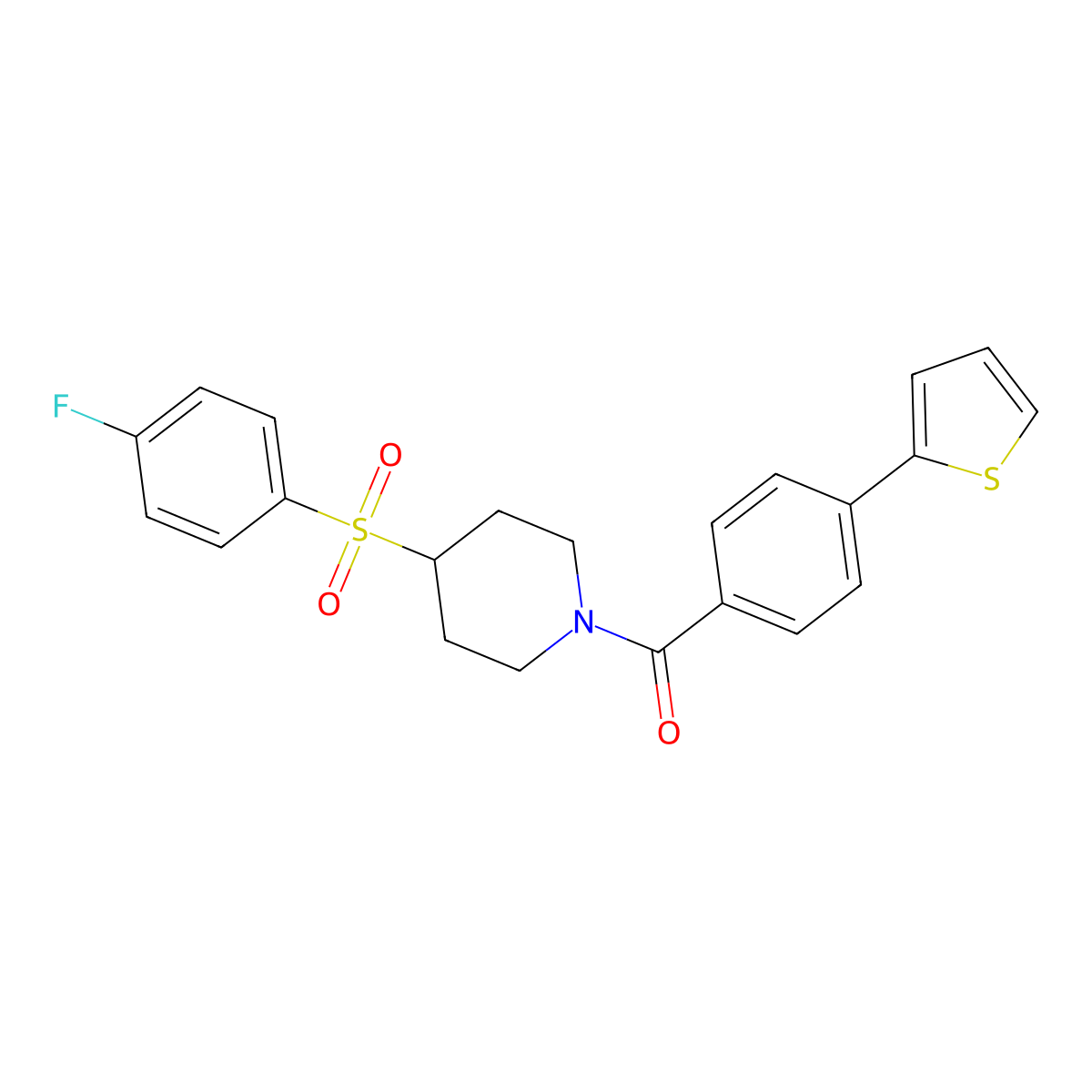 (4-((4-Fluorophenyl)sulfonyl)piperidin-1-yl)(4-(thiophen-2-yl)phenyl)methanone molecular structure, CAS 1448061-05-9
