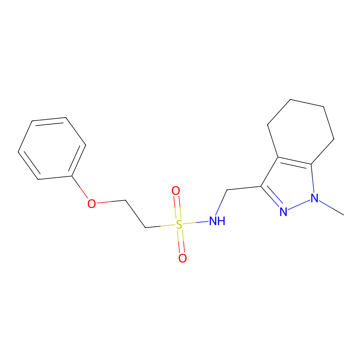 N-((1-methyl-4,5,6,7-tetrahydro-1H-indazol-3-yl)methyl)-2-phenoxyethanesulfonamide molecular structure, CAS 1448061-12-8