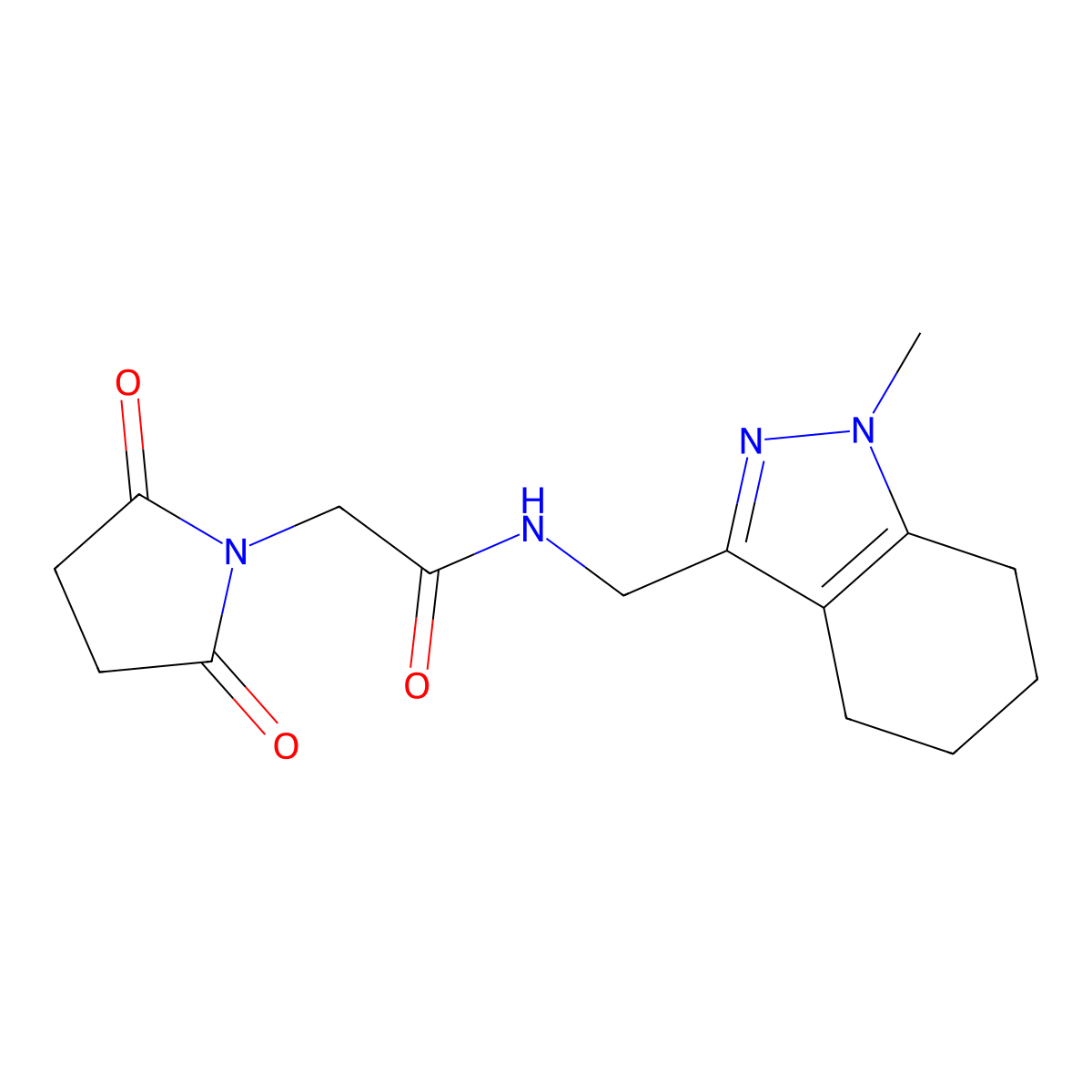 2-(2,5-dioxopyrrolidin-1-yl)-N-[(1-methyl-4,5,6,7-tetrahydro-1H-indazol-3-yl)methyl]acetamide molecular structure, CAS 1448061-13-9