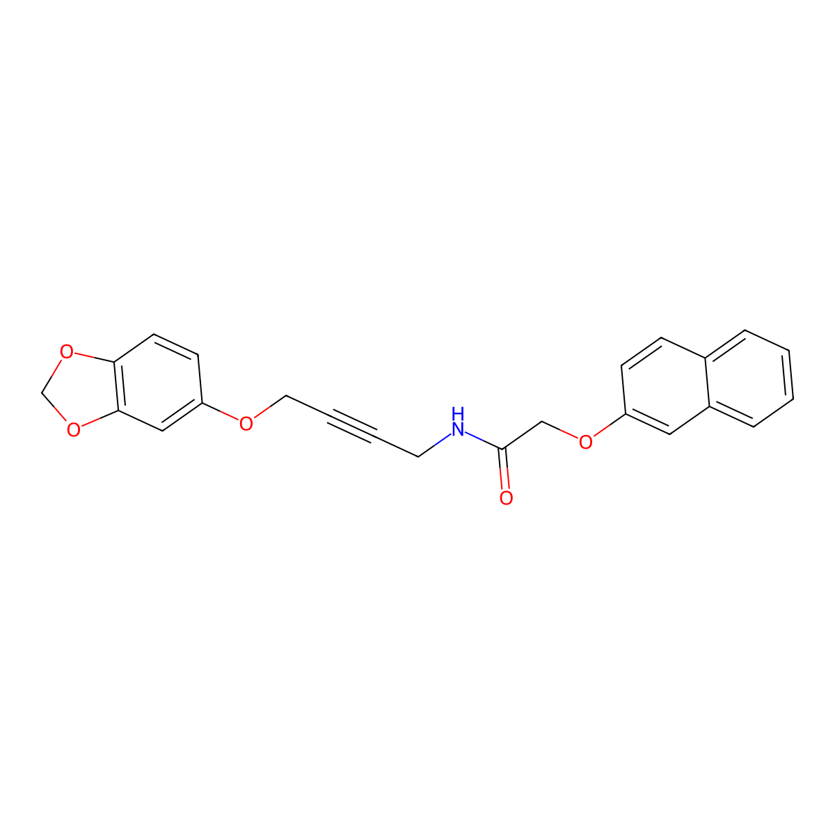 N-(4-(benzo[d][1,3]dioxol-5-yloxy)but-2-yn-1-yl)-2-(naphthalen-2-yloxy)acetamide molecular structure, CAS 1448061-19-5