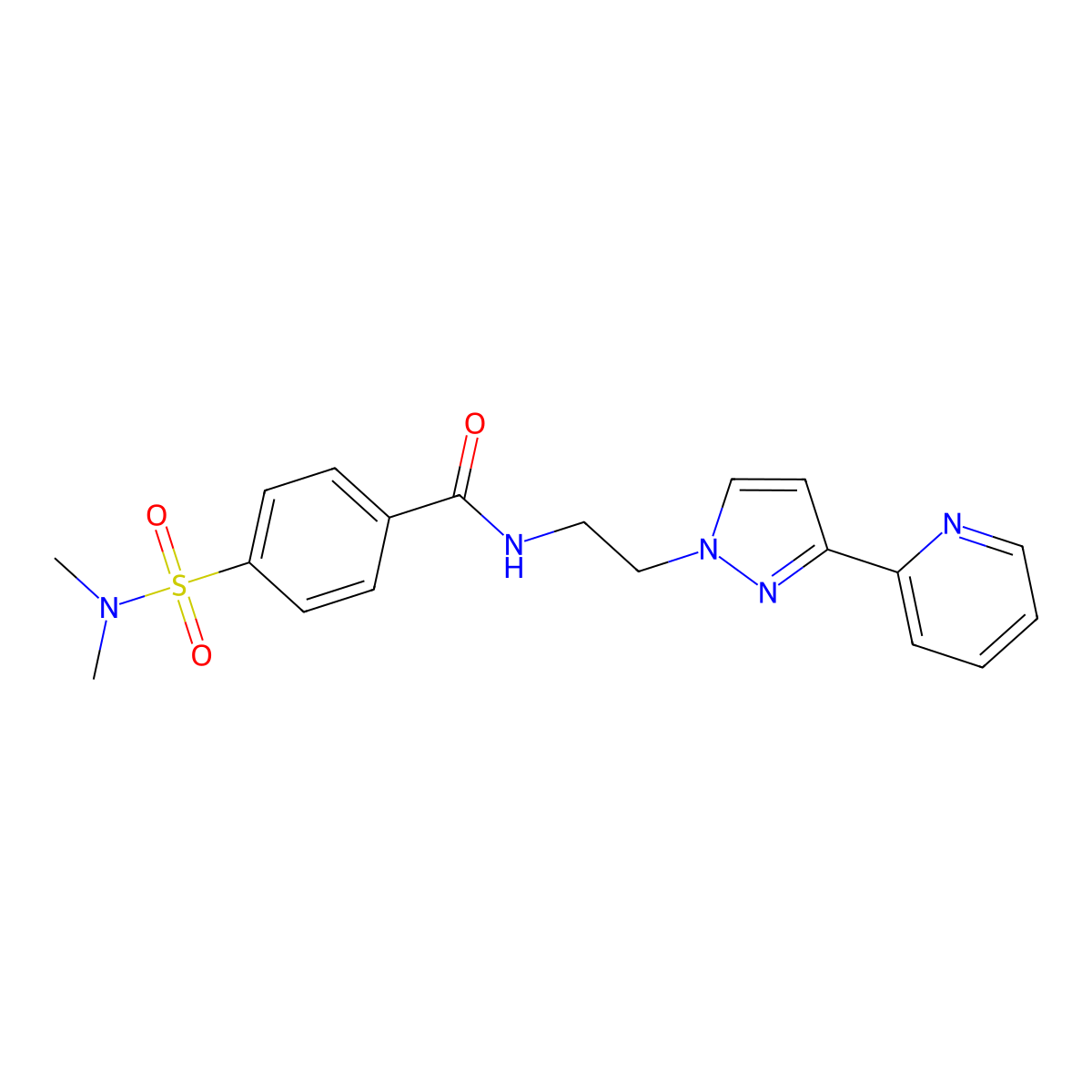 4-(N,N-dimethylsulfamoyl)-N-(2-(3-(pyridin-2-yl)-1H-pyrazol-1-yl)ethyl)benzamide molecular structure, CAS 1448061-20-8
