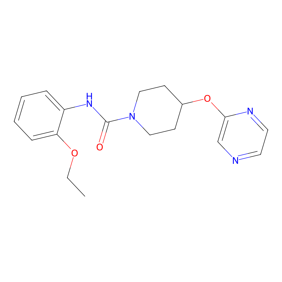 N-(2-ethoxyphenyl)-4-(pyrazin-2-yloxy)piperidine-1-carboxamide molecular structure, CAS 1448062-61-0