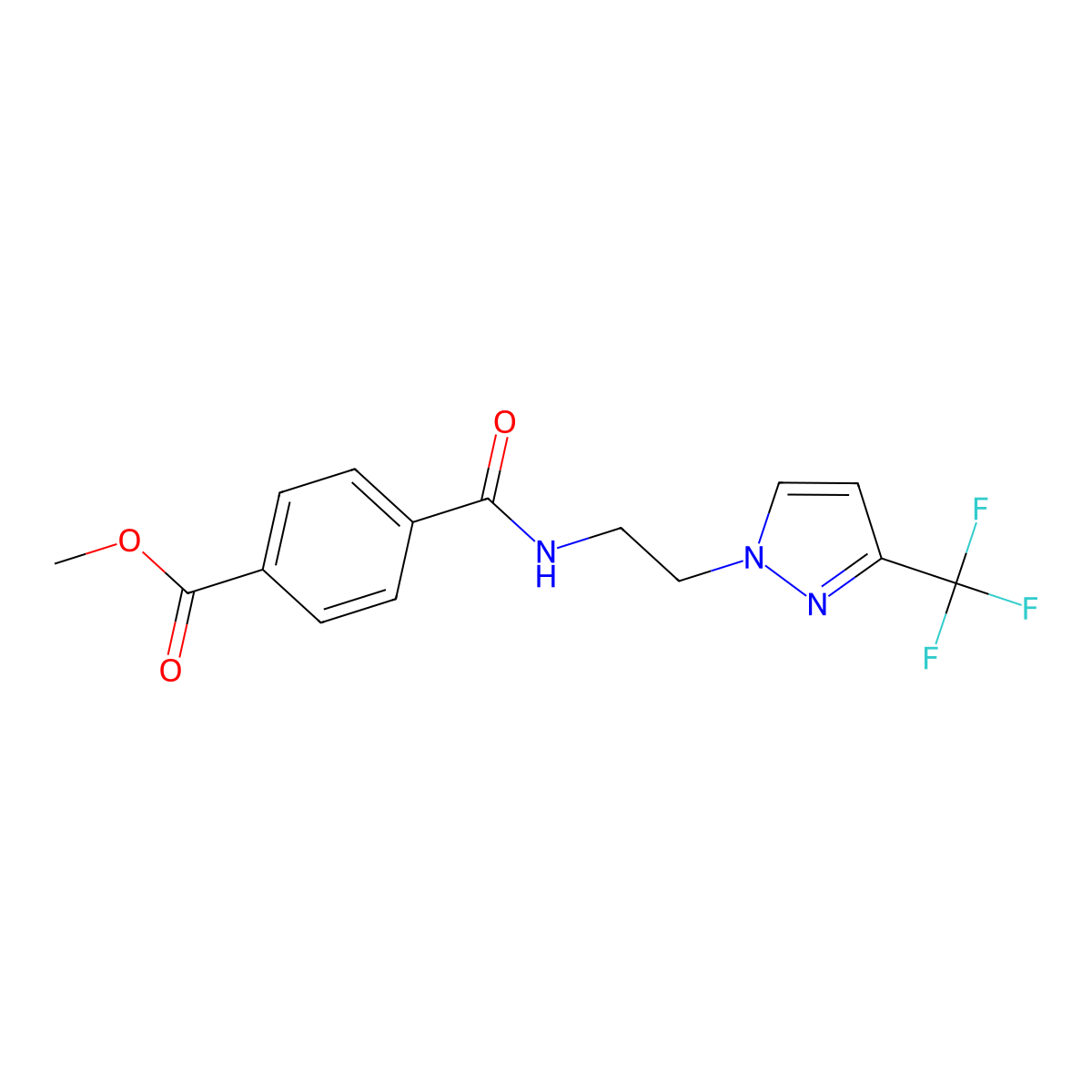 methyl 4-({2-[3-(trifluoromethyl)-1H-pyrazol-1-yl]ethyl}carbamoyl)benzoate molecular structure, CAS 1448062-62-1
