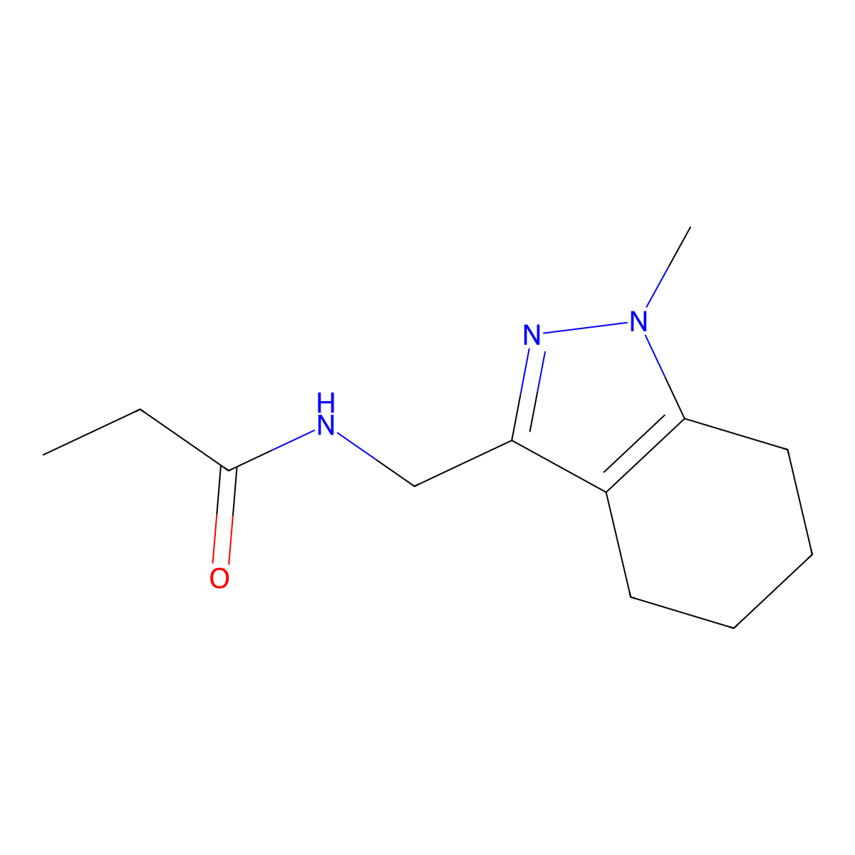 N-((1-methyl-4,5,6,7-tetrahydro-1H-indazol-3-yl)methyl)propionamide molecular structure, CAS 1448062-65-4
