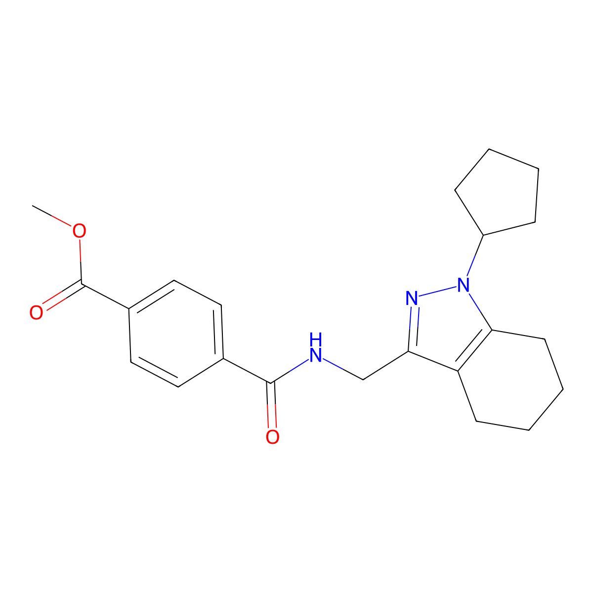methyl 4-(((1-cyclopentyl-4,5,6,7-tetrahydro-1H-indazol-3-yl)methyl)carbamoyl)benzoate molecular structure, CAS 1448062-66-5