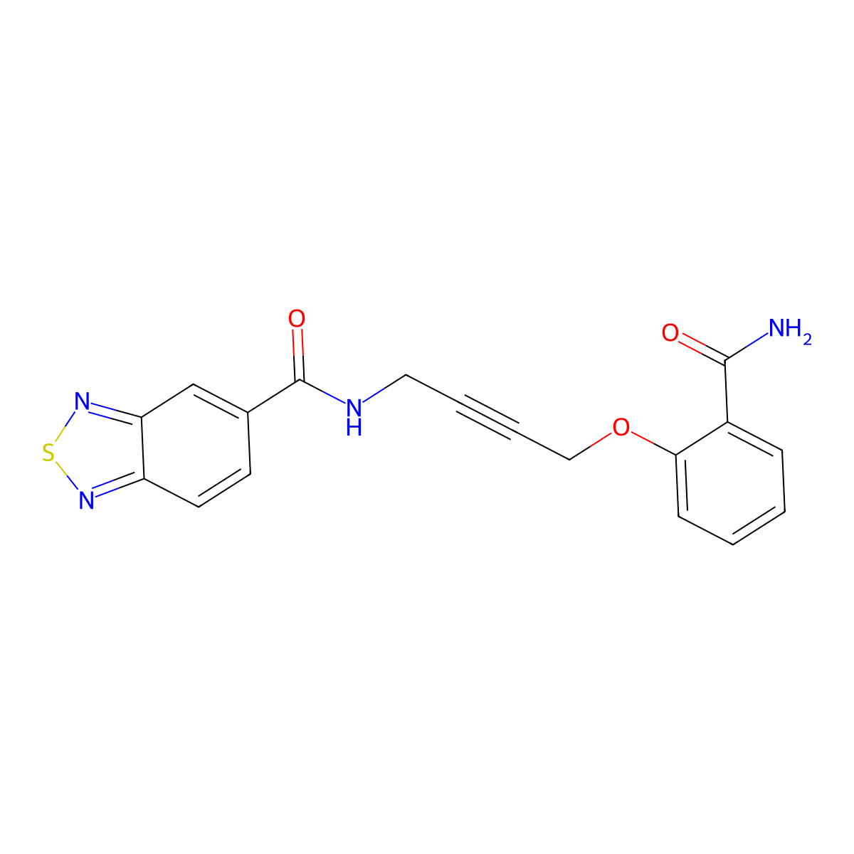 N-(4-(2-carbamoylphenoxy)but-2-yn-1-yl)benzo[c][1,2,5]thiadiazole-5-carboxamide molecular structure, CAS 1448062-69-8