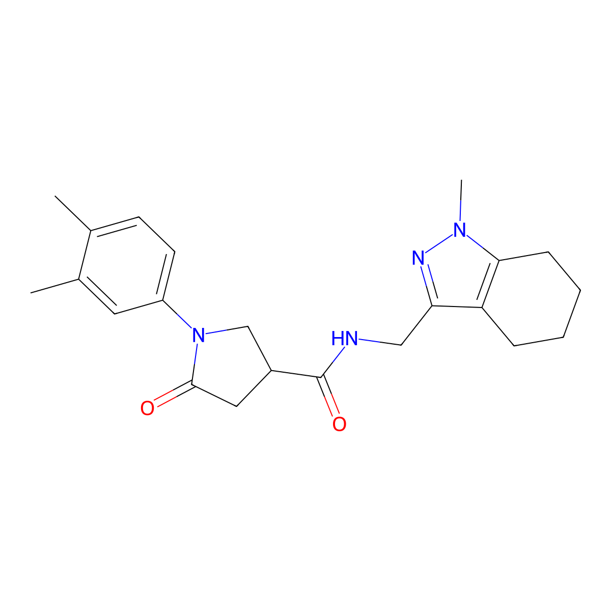 1-(3,4-dimethylphenyl)-N-[(1-methyl-4,5,6,7-tetrahydro-1H-indazol-3-yl)methyl]-5-oxopyrrolidine-3-carboxamide molecular structure, CAS 1448062-71-2