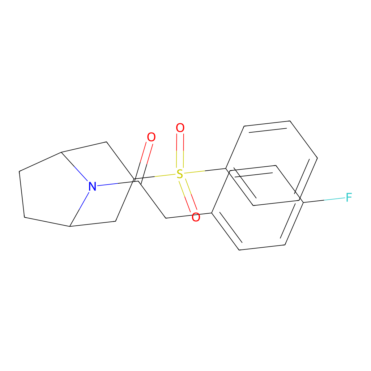 2-(4-fluorophenyl)-1-((1R,5S)-3-(phenylsulfonyl)-8-azabicyclo[3.2.1]octan-8-yl)ethanone molecular structure, CAS 1448062-72-3