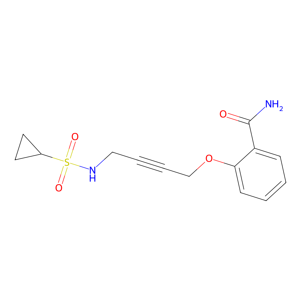 2-((4-(Cyclopropanesulfonamido)but-2-yn-1-yl)oxy)benzamide molecular structure, CAS 1448062-78-9
