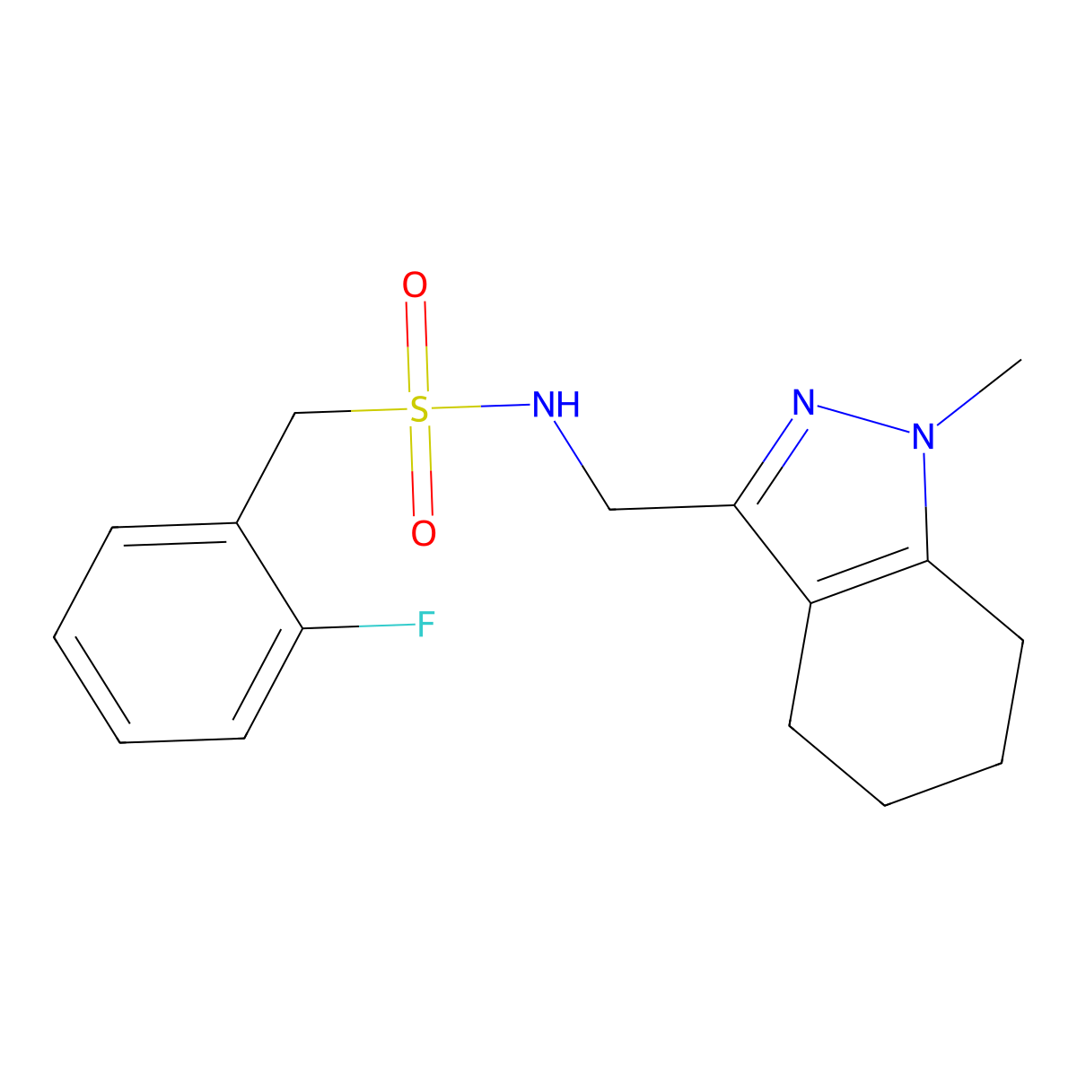 1-(2-fluorophenyl)-N-[(1-methyl-4,5,6,7-tetrahydro-1H-indazol-3-yl)methyl]methanesulfonamide molecular structure, CAS 1448062-81-4