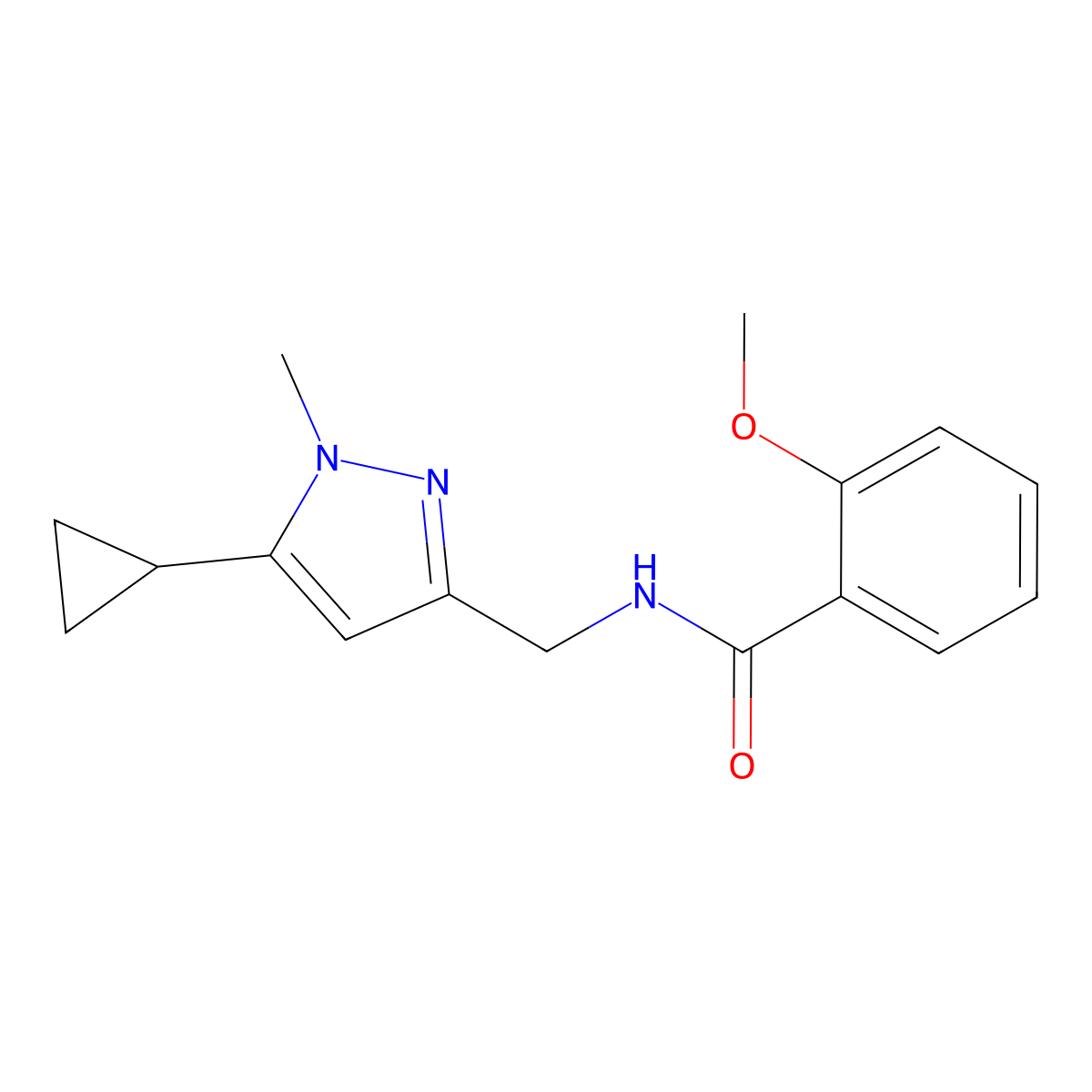 N-[(5-cyclopropyl-1-methyl-1H-pyrazol-3-yl)methyl]-2-methoxybenzamide molecular structure, CAS 1448062-85-8