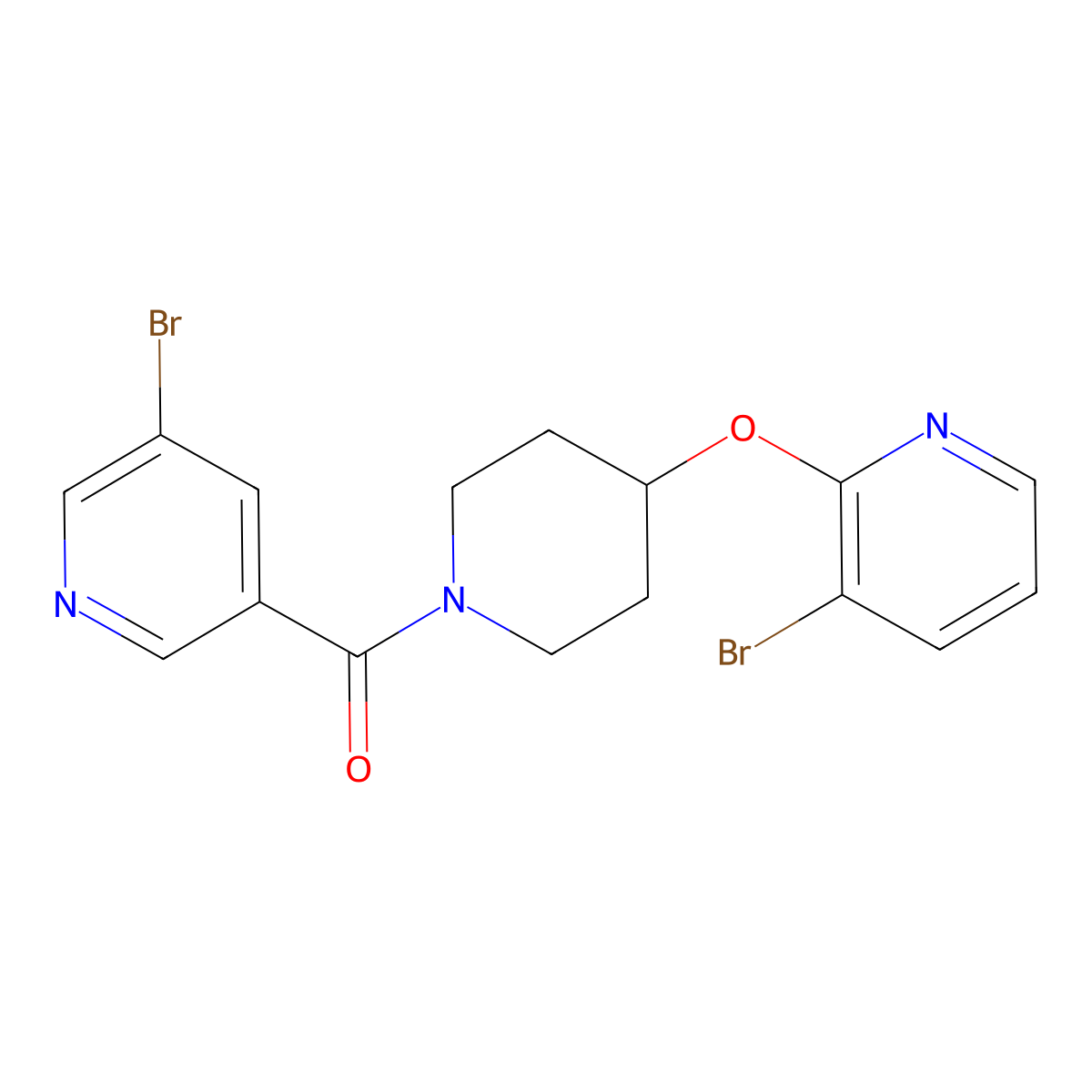 (4-((3-Bromopyridin-2-yl)oxy)piperidin-1-yl)(5-bromopyridin-3-yl)methanone molecular structure, CAS 1448062-86-9