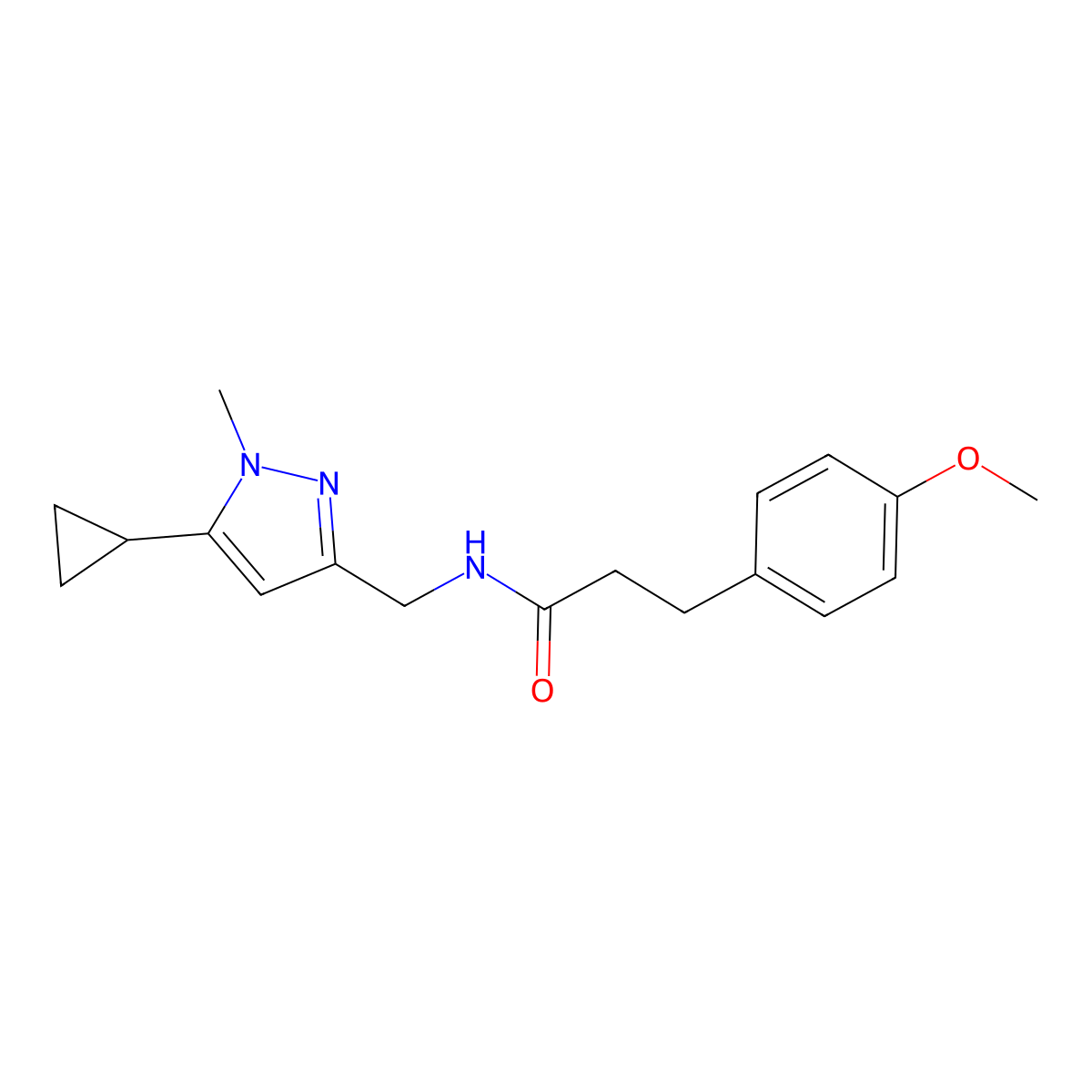 N-[(5-cyclopropyl-1-methyl-1H-pyrazol-3-yl)methyl]-3-(4-methoxyphenyl)propanamide molecular structure, CAS 1448062-92-7